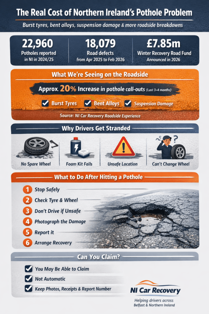 Infographic showing the real cost of Northern Ireland’s pothole problem